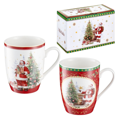 Kubki świąteczne zestaw 2 sztuki porcelanowe SANTA CLAUS