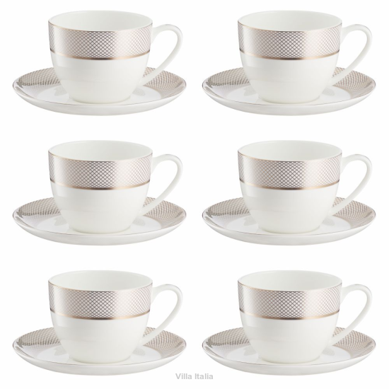 Komplet filiżanek porcelanowych 250 ml 6 sztuk GLAMOUR