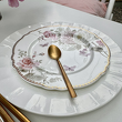 ekskluzywny talerzyk do ciasta w kwiatki porcelanowy