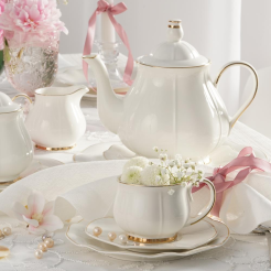 Serwis kawowy porcelanowy na 6 osób SANDRINE