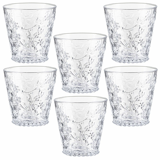 6 szklanek niskich z wytłaczanym wzorem