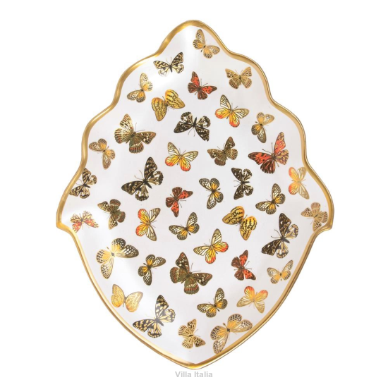 Talerz porcelanowy malowany złotem MARIPOSA 41 cm