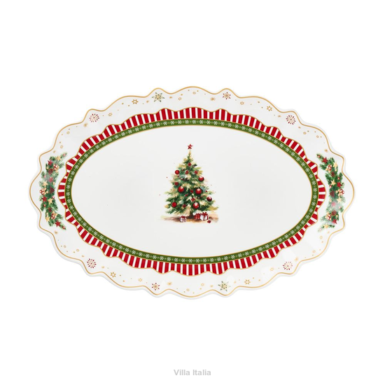 Półmisek świąteczny owalny 35,5 cm porcelanowy CHRISTMAS TREE