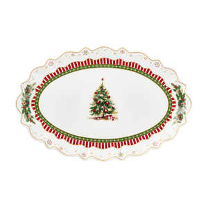 Półmisek świąteczny owalny 35,5 cm porcelanowy CHRISTMAS TREE