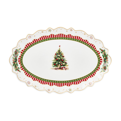 Półmisek świąteczny owalny 35,5 cm porcelanowy CHRISTMAS TREE
