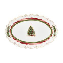 Półmisek świąteczny owalny 35,5 cm porcelanowy CHRISTMAS TREE