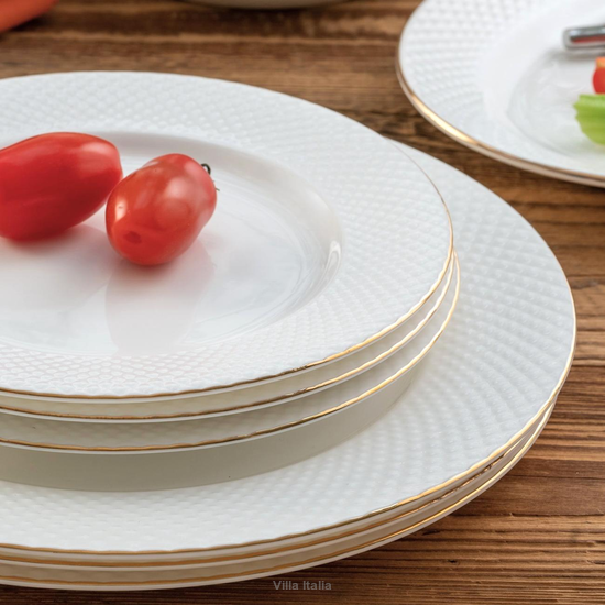 Zestaw talerzy obiadowych z eleganckiej porcelany kostnej