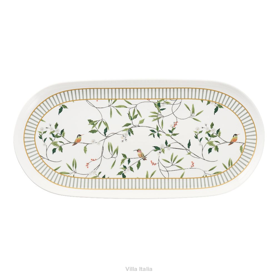 Owalny talerz z ręcznie formowanej porcelany do serwowania dań