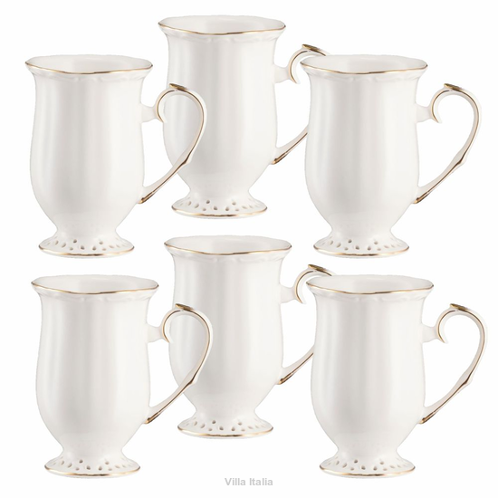 Komplet eleganckich kubków do kawy z kremowej porcelany