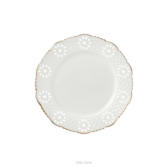 elegancki talerzyk dekorowany ażurem i złotem