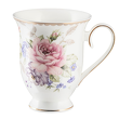 elegancki kubek porcelanowy do herbaty w kwiaty na prezent