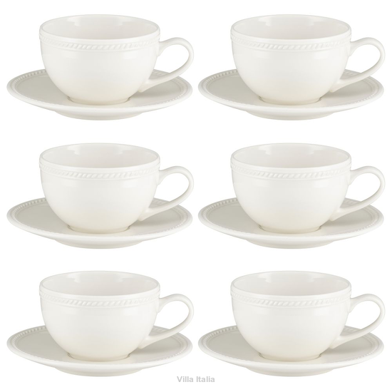 elegancki zestaw filiżanek ceramicznych 220 ml ze spodkami