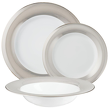 zestaw talerzy obiadowych z porcelany zdobionej platyną