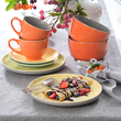 Serwis obiadowo kawowy na 6 osób BORNEO orange-grey-yellow 6