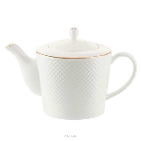 Dzbanek do herbaty z porcelany kostnej ze złotem