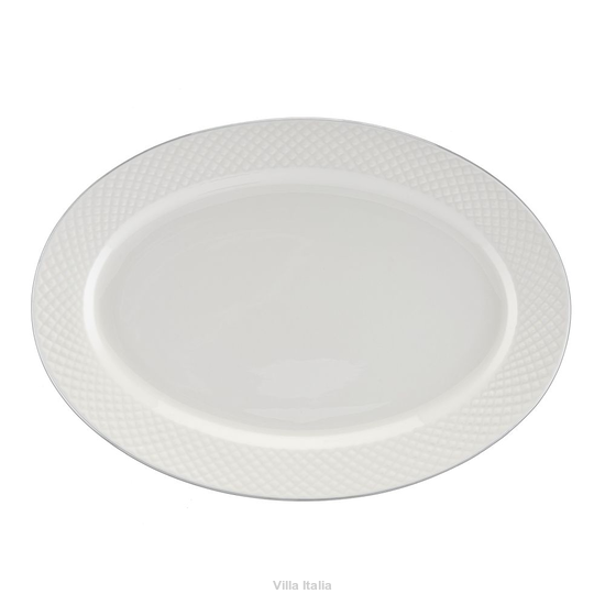 półmisek owalny biały z platyną