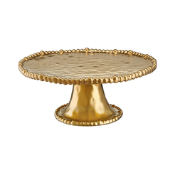 Złota patera na ciasto 27 cm porcelanowa MESTIERE GOLD