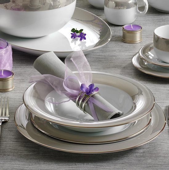 Serwis obiadowo kawowy porcelanowy na 12 osób VALENTINO