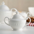 Serwis obiadowo kawowy na 12 osób porcelanowy z wazą MESYNA WHITE 4