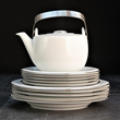 Serwis obiadowo kawowy na 6 osób porcelanowy PLUS PLATIN 23