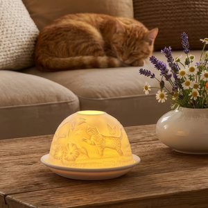 Lampion porcelanowy na tealight z wkładem LED 7,5 cm KOTY