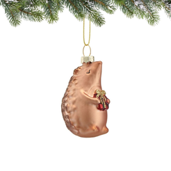 Bombka szklana brązowa JEŻYK 6,5 cm