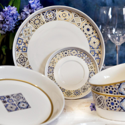 Serwis obiadowo kawowy porcelanowy na 12 osób AZULEA