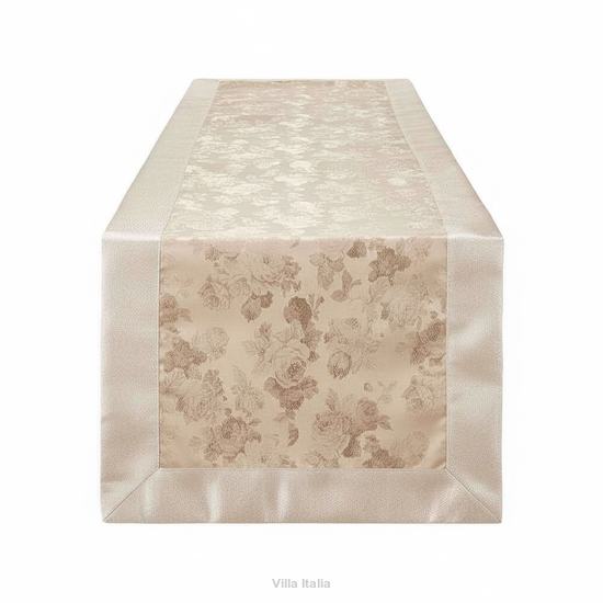 Żakardowy bieżnik na stół, z listwą ze srebrną nitką