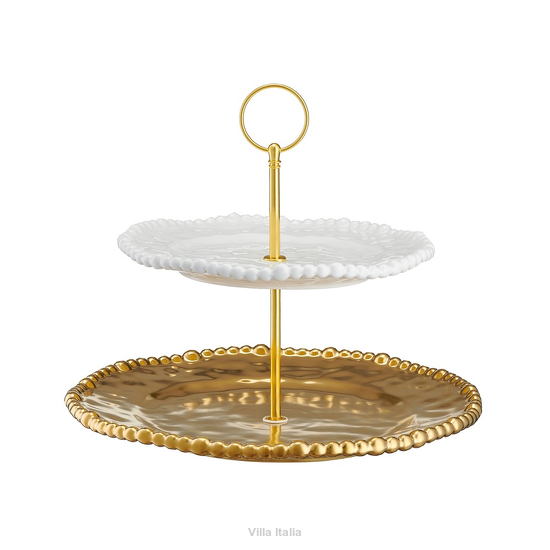 Porcelanowa etażerka Villa Italia na ciasto i owoce elegancka
