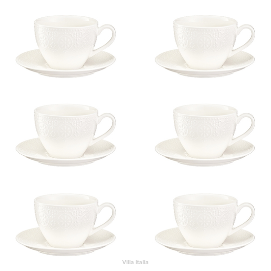 Komplet filiżanek do kawy porcelanowych 200 ml 6 sztuk FLORENTINA