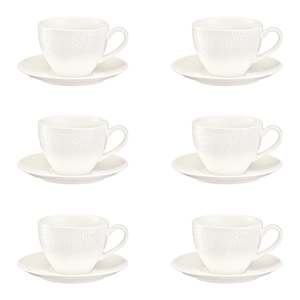 Komplet filiżanek do kawy porcelanowych 200 ml 6 sztuk FLORENTINA