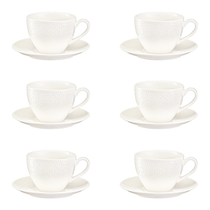 Komplet filiżanek do kawy porcelanowych 200 ml 6 sztuk FLORENTINA