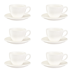 Komplet filiżanek do kawy porcelanowych 200 ml 6 sztuk FLORENTINA