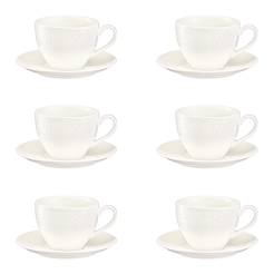 Komplet filiżanek do kawy porcelanowych 200 ml 6 sztuk FLORENTINA