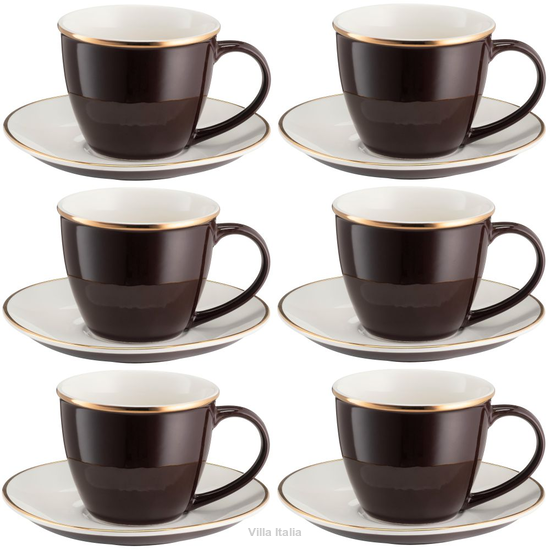 Komplet 6 filiżanek do kawy i herbaty porcelanowych 220 ml CHOCO