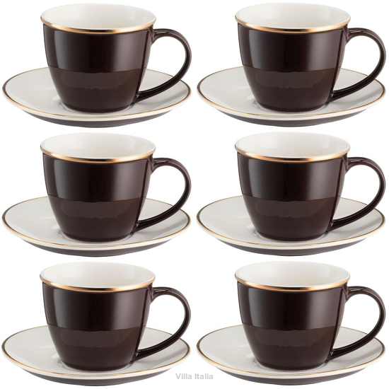 Zestaw 6 filiżanek do kawy i herbaty porcelanowych 220 ml CHOCO