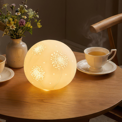 Porcelanowa lampa stołowa okrągła 18 cm ażurowa MOONLIGHT