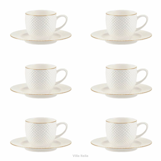 Komplet filiżanek do espresso 100 ml porcelanowych BARI GOLD