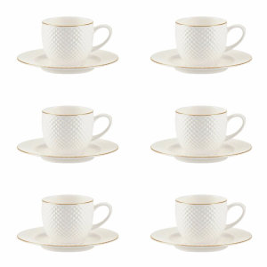 Komplet filiżanek do espresso 100 ml porcelanowych BARI GOLD