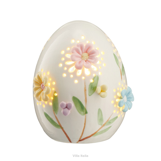 Jajko wielkanocne porcelanowe 13 cm Lampion LED LAURA
