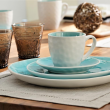Serwis obiadowo kawowy z kamionki dla 6 osób OPAL BLUE 2