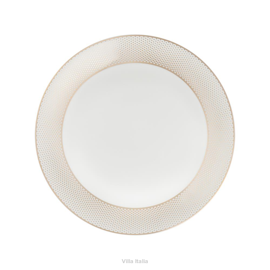 elegancki, porcelanowy talerz ze złotym wzorem