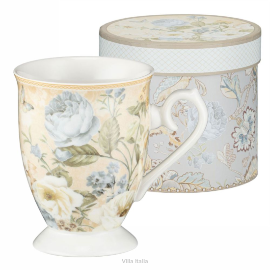 Kubek porcelanowy dekorowany na stopce 300 ml EMILY 