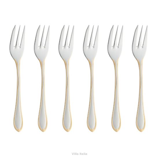 komplet widelczyków do ciasta ze złotem