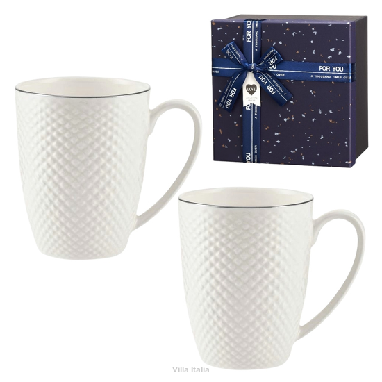 Zestaw 2 kubków porcelanowych BARI Platin w pudełku prezentowym