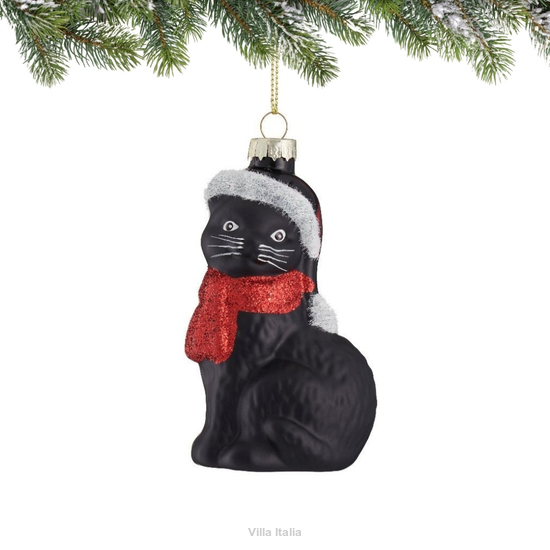 Bombka szklana KOT czarny 9,5 cm