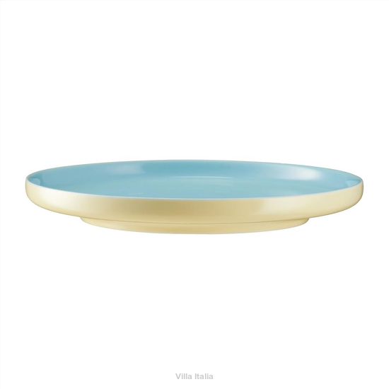 Nowoczesny talerz porcelanowy żółto niebieski