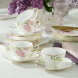 porcelanowy serwis do herbaty z kwiatowym wzorem ręcznie malowany złotem Villa Italia