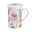 kubek porcelanowy z zaparzaczem w kwiaty