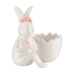 Zając porcelanowy z pojemnikiem na jajko 12,5 cm LAURA